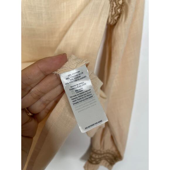 NEW FAHERTY Arles Embroidered Blouse Blush - Neutral S - Picture 6 of 9